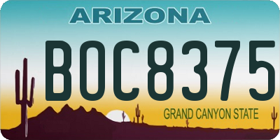 AZ license plate BOC8375