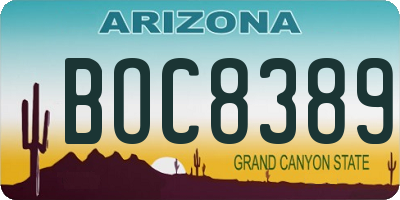 AZ license plate BOC8389