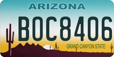 AZ license plate BOC8406