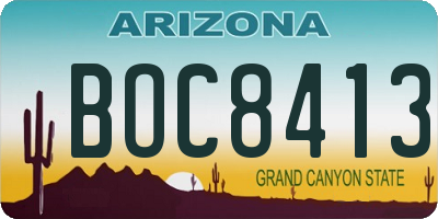 AZ license plate BOC8413