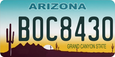 AZ license plate BOC8430
