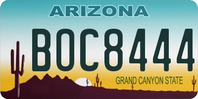 AZ license plate BOC8444