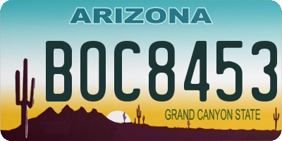AZ license plate BOC8453