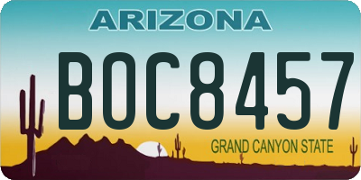 AZ license plate BOC8457
