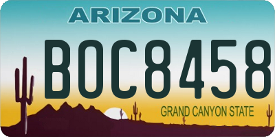 AZ license plate BOC8458