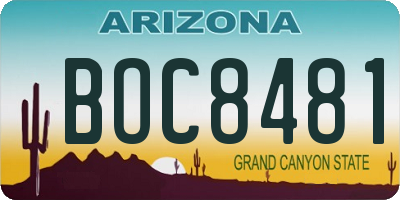 AZ license plate BOC8481