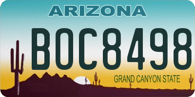 AZ license plate BOC8498