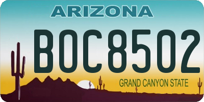 AZ license plate BOC8502