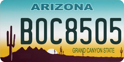 AZ license plate BOC8505