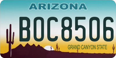 AZ license plate BOC8506