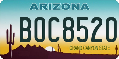 AZ license plate BOC8520