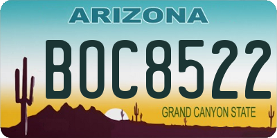 AZ license plate BOC8522