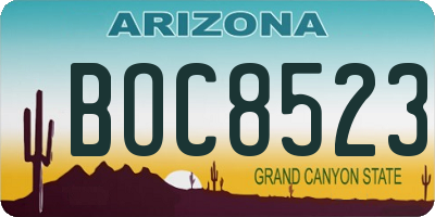 AZ license plate BOC8523
