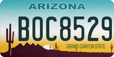 AZ license plate BOC8529