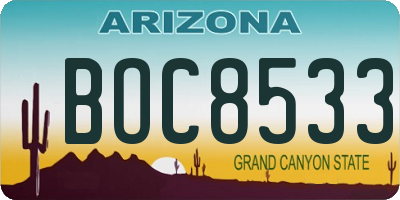 AZ license plate BOC8533