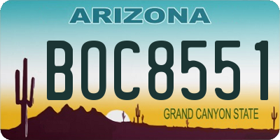 AZ license plate BOC8551