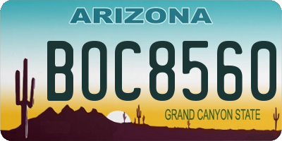 AZ license plate BOC8560
