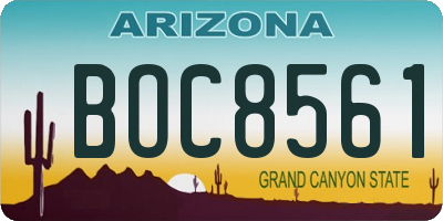 AZ license plate BOC8561
