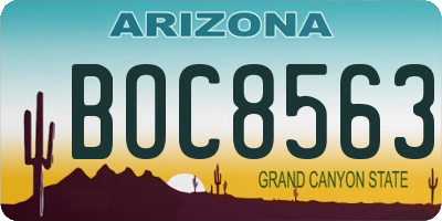 AZ license plate BOC8563
