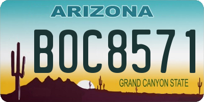 AZ license plate BOC8571