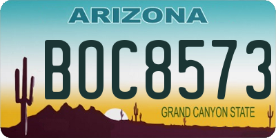 AZ license plate BOC8573