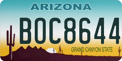AZ license plate BOC8644