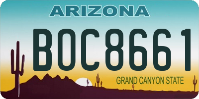 AZ license plate BOC8661