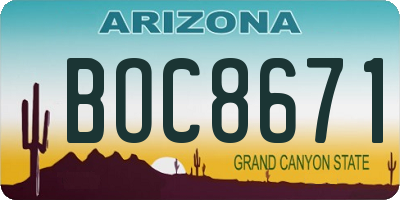 AZ license plate BOC8671