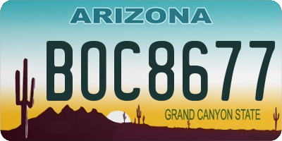 AZ license plate BOC8677