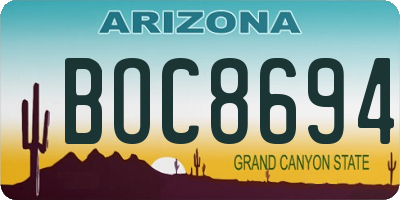 AZ license plate BOC8694