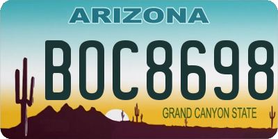 AZ license plate BOC8698