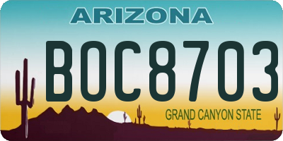 AZ license plate BOC8703