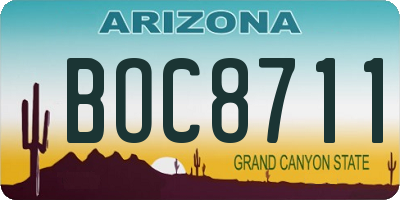 AZ license plate BOC8711