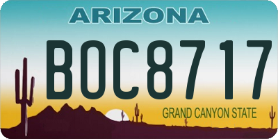 AZ license plate BOC8717