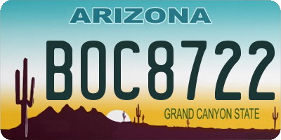 AZ license plate BOC8722