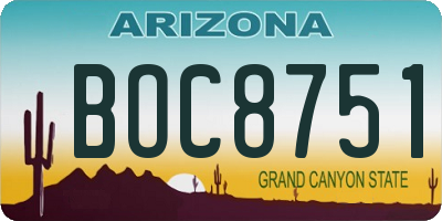 AZ license plate BOC8751