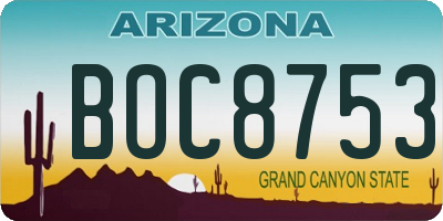 AZ license plate BOC8753