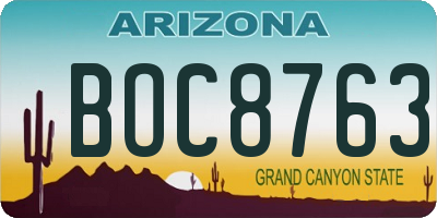 AZ license plate BOC8763