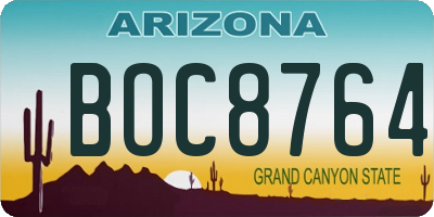 AZ license plate BOC8764