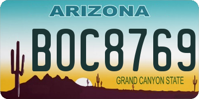 AZ license plate BOC8769