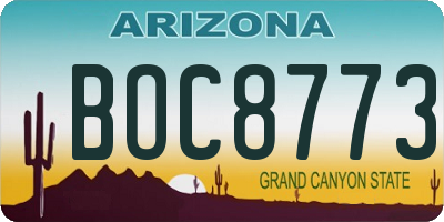 AZ license plate BOC8773