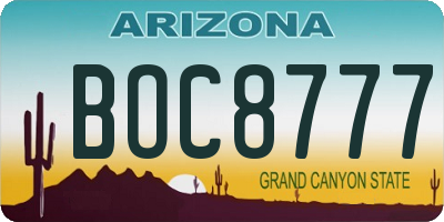 AZ license plate BOC8777