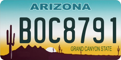 AZ license plate BOC8791