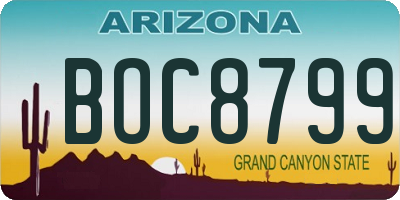 AZ license plate BOC8799