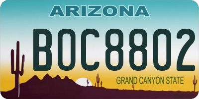 AZ license plate BOC8802