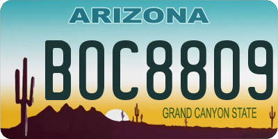 AZ license plate BOC8809