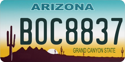 AZ license plate BOC8837