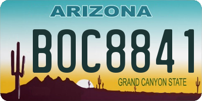 AZ license plate BOC8841