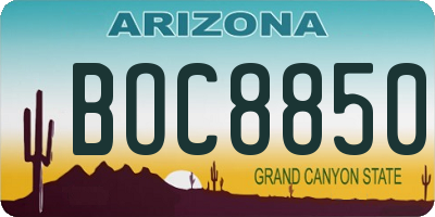 AZ license plate BOC8850