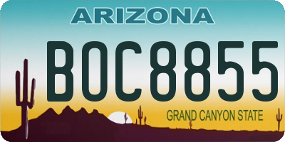 AZ license plate BOC8855